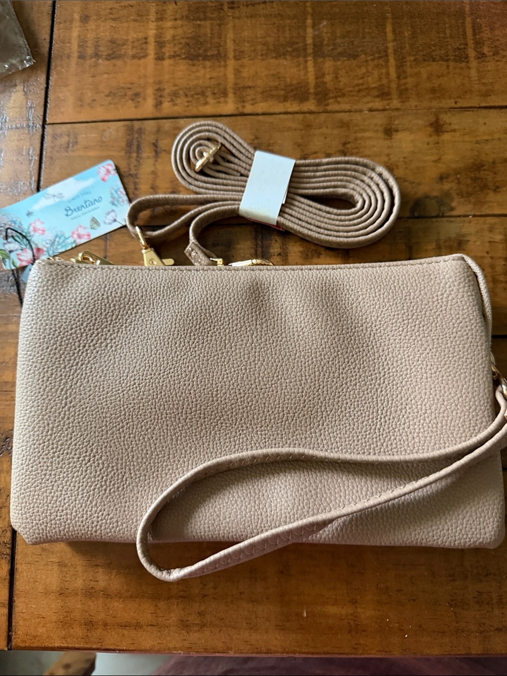 Women's Beige Crossbody Clutch Bag